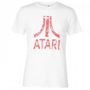 Atari Distressed Logo T Shirt - White/Red