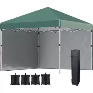 3x3 (m) Pop Up Gazebo Party Tent w/ 2 Sidewalls, Weight Bags, Green - Green - Outsunny