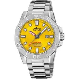 Lotus Mens Lotus Stainless Steel Diver L18926/1 - Silver and Yellow