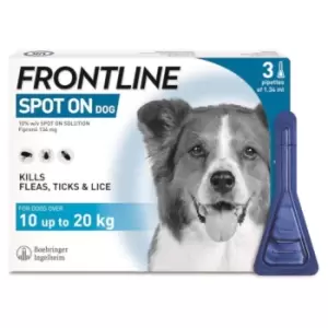 Frontline Spot on Flea and Tick Treatment for Dogs - Medium 10-20kg / 3 pipette