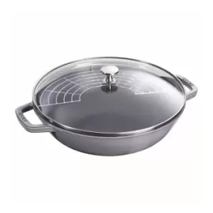 Staub Specialities 30cm Cast iron Wok with glass lid graphite-grey