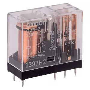 PCB relays 230 V AC 5 A 2 change overs Omron G2R 2