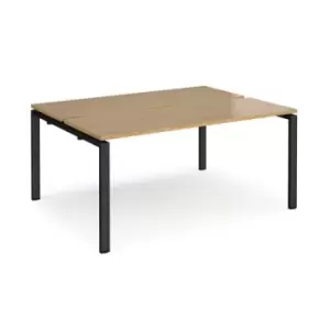 Bench Desk 2 Person Rectangular Desks 1600mm Oak Tops With Black Frames 1200mm Depth Adapt