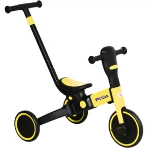 4 in 1 Kids Trike with Parent Handle Balance Bike for 1.5-4 Years Yellow - Yellow - Homcom