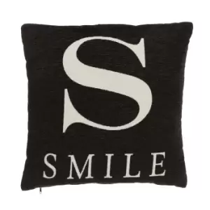 "Smile" Black Filled Cushion 45x45cm