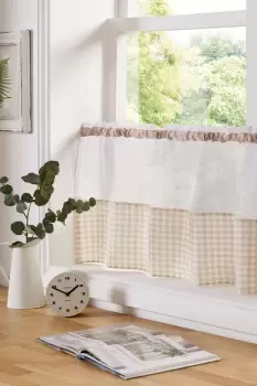 Gingham Cafe Curtain Panels - Size: 59x24" - Natural