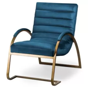 Hill Interiors Ribbed Ark Chair in Navy & Brass