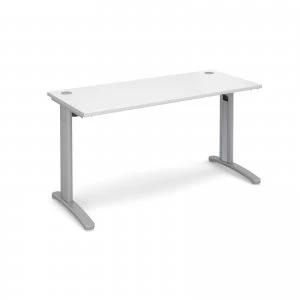 TR10 Straight Desk 1400mm x 600mm - Silver Frame White Top