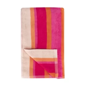 Victoria London Striped Velour beach Towel Pink
