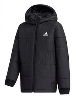 Boys, adidas Childrens Padded Zip Through Jacket - Black, Size 7-8 Years