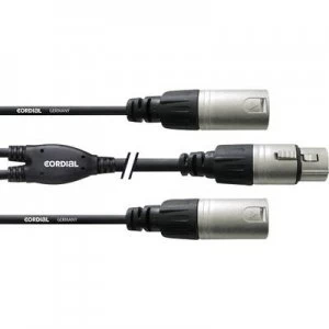 Cordial CFY0.3FMM XLR Adapter cable [2x XLR plug - 1x XLR socket] 30.00cm Black