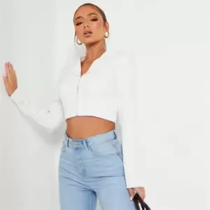 I Saw It First Cropped Hook and Eye Blazer - White