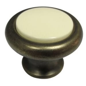 Cooke Lewis Bronze Ivory Effect Round Cabinet Knob L50mm Pack of 1