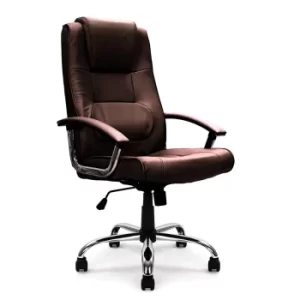 High Back Leather Faced Executive Chair with Chrome Base, Burgundy