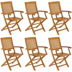 Casaria - Boston Garden Chair 6pcs Set Acacia Wood Foldable Weatherproof Outdoor Terrace Armchair