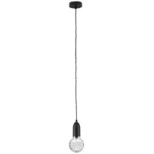 Kitimat Slim Pendant Ceiling Light Black Metal, Clear Glass LED G9 - Merano