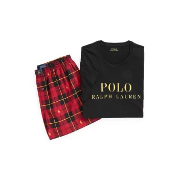 Polo Ralph Lauren T Shirt & Short Pyjama Set - Black/Plaid