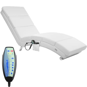Chaise Lounge London White with Massage & Heating Function