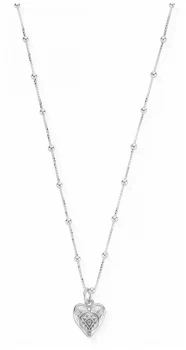 ChloBo Womens Silver Patterned Heart| Chain Necklace Jewellery
