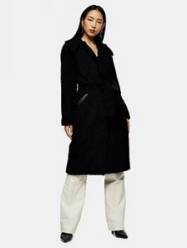 Topshop Maxi Borg Coat - Black, Size 10, Women