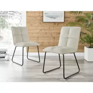 Furniture Box 2x Menen Cream Fabric Black Leg Dining Chairs