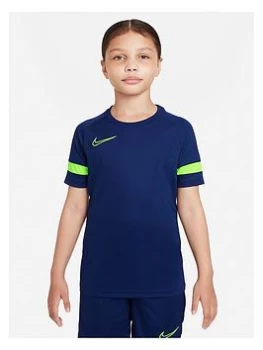 Boys, Nike Junior Dri-FIT Academy 21 Short Sleeve T-Shirt - Blue Size XL