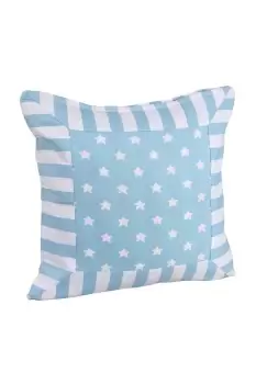 Cotton Blue Stripe Border and Stars Cushion Cover