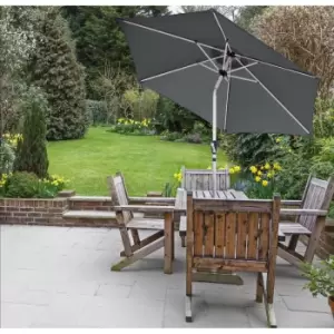 Glamhaus Garden Tilting Table Parasol For Outdoors With Crank Handle - Dark Grey