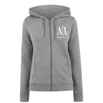 Armani Exchange Logo Zip Through Hoodie Grey Size XS Women