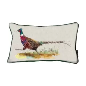 Aquarelle Pheasant Cushion MultiColoured