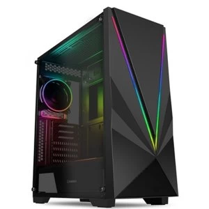 Game Max Venus Mid Tower 1 x USB 3.0 / 2 x USB 2.0 Tempered Glass Side Window Panel Black Case with Addressable RGB LED...
