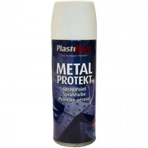 Plastikote Metal Protekt Aerosol Spray Paint Satin White 400ml