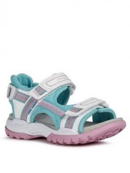 Geox Girls Borealis Sandals - White/Aqua, White/Aqua, Size 11 Younger
