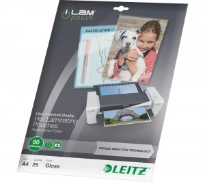 Leitz iLAM 80 Micron A4 Laminating Pouches 25 Pack