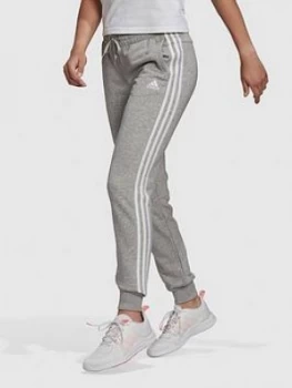 Adidas 3 Stripe Cuffed Sweat Pants - Medium Grey Heather