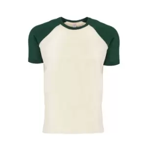 Next Level Adults Unisex Contrast Cotton Raglan T-Shirt (XS) (Forest Green/Natural)
