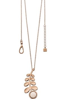 Ladies Orla Kiely Rose Gold Plated Leaf & Stone Necklace N4016