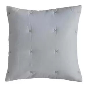 Gallery Interiors Cotton Stitch Cushion in Silver White