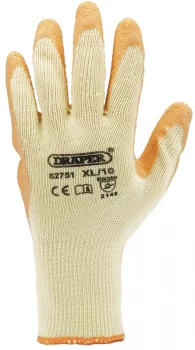 DRAPER 10 x Orange Heavy Duty Latex Coated Work Gloves - Extra Large 82751