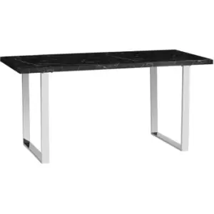 155cm Rectangular Dining Table Kitchen Table for 6-8 People Black - Black - Homcom
