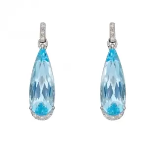 Blue Topaz Teardrop White Gold with Diamonds Earrings GE2385T