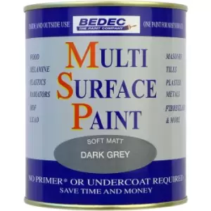 Bedec Multi Surface Paint Matt Dark 750ml in Grey Plastic