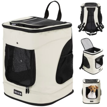 Pet Backpack Dog Backpack Transport Bag For Dogs and Cats With Leash and Waist Belt Beige - Cadoca