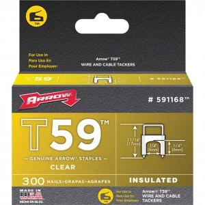 Arrow T59 Insulated Staples 6mm Clear Pack of 300