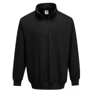 B309BKRS - sz S Sorrento Zip Neck Sweatshirt - Black - Black - Portwest