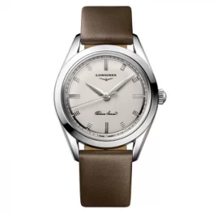 Longines Heritage Silver Arrow Brown Leather Strap Watch