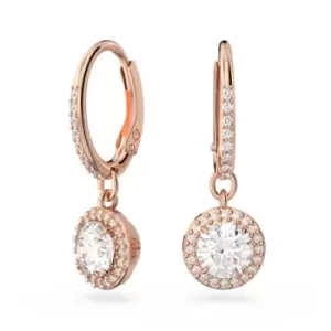 Constella Drop Round Cut Pav White Rose Gold-tone Plated Earrings 5638769