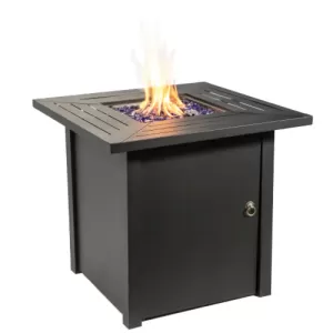 Peaktop Peaktop Firepit Outdoor Gas Fire Pit Steel With Glass Rocks & Cover