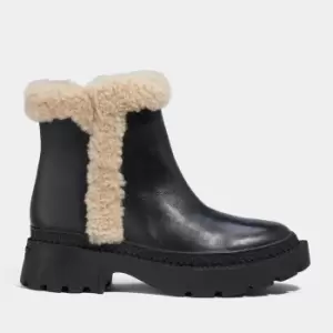 Coach Jane Leather and Shearling Chelsea Boots - UK 5