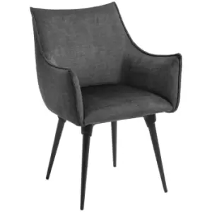 HOMCOM Fabric Armchair With Steel Legs For Living Room And Bedroom - Dark Grey